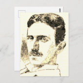Nikola Tesla Zeichnete in Sepia Postkarte (Vorne/Hinten)