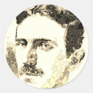 Nikola Tesla Zeichnete in Sepia Runder Aufkleber
