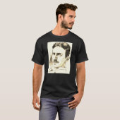Nikola Tesla Zeichnete in Sepia T-Shirt (Vorne ganz)