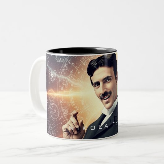 Nikola Tesla Zweifarbige Tasse (Vorderseite Links)