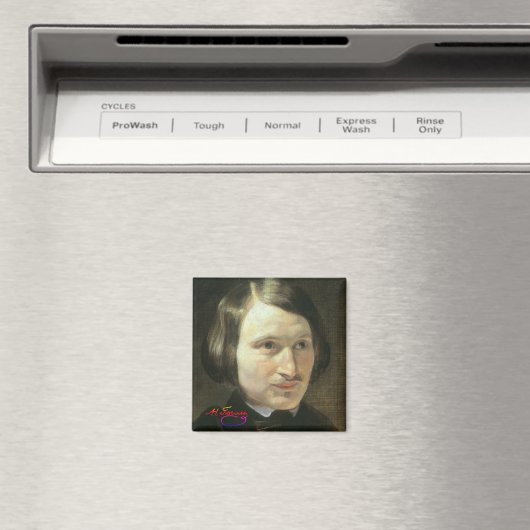 Nikolai Gogol Portrait and Signature Magnet (In Situ (Geschirrspüler))