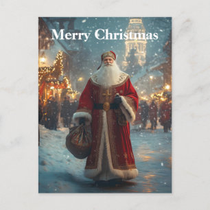 Nikolaus im festlichen Snowy Village Postkarte