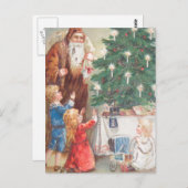 Nikolaus in Brown Anzug mit Kindern Postkarte (Vorne/Hinten)