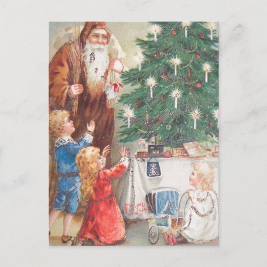 Nikolaus in Brown Anzug mit Kindern Postkarte (Vorderseite)