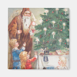 Nikolaus in Brown Anzug mit Kindern Vintag Magnet
