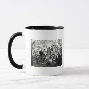 Nikolaus Kopernikus, der seine Theorie erklärt Tasse