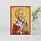 Nikolaus-Orthodoxe Ikone, serbisches Gebet 2 Menükarte (Stehend Vorderseite)