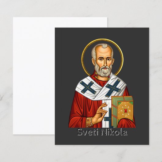 Nikolaus-Orthodoxen serbischen Buchstaben Ikone (Vorne/Hinten)