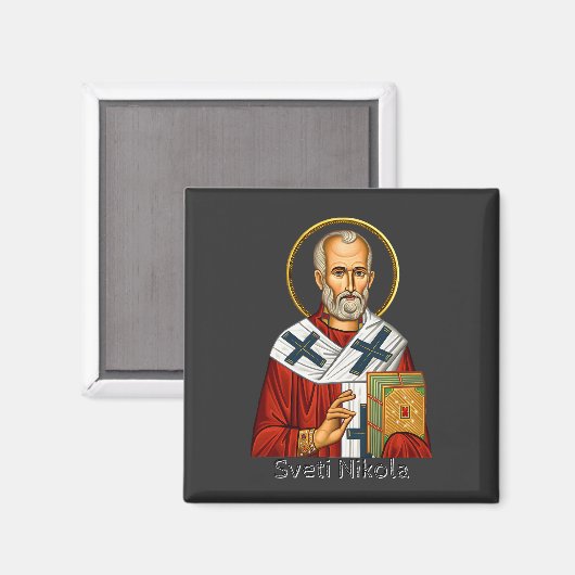 Nikolaus-Orthodoxen serbischen Buchstaben Ikone Magnet (Vorderseite/Rückseite)