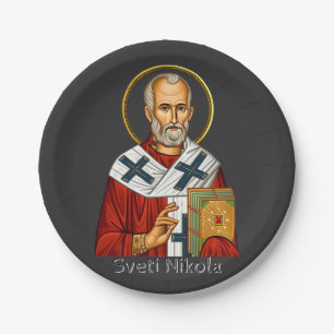 Nikolaus-Orthodoxen serbischen Buchstaben Ikone Pappteller