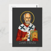 Nikolaus-Orthodoxen serbischen Buchstaben Ikone Postkarte (Vorne/Hinten)