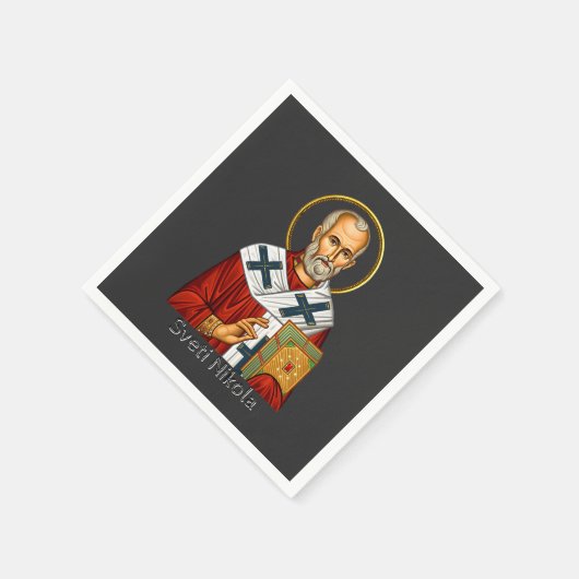 Nikolaus-Orthodoxen serbischen Buchstaben Ikone Serviette (Ecke)