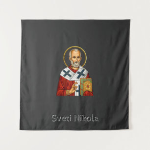 Nikolaus-Orthodoxen serbischen Buchstaben Ikone Wandteppich