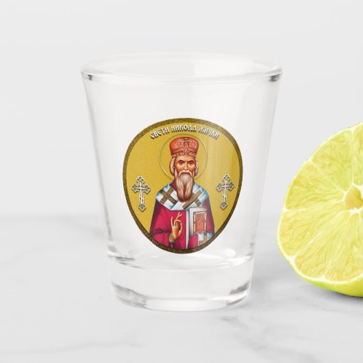 Nikolaus-Schlüsselanhänger Schnapsglas (Vorderseite)