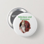 Nikolaus und Krampus Deutsch-Weihnachten Button (Vorne & Hinten)