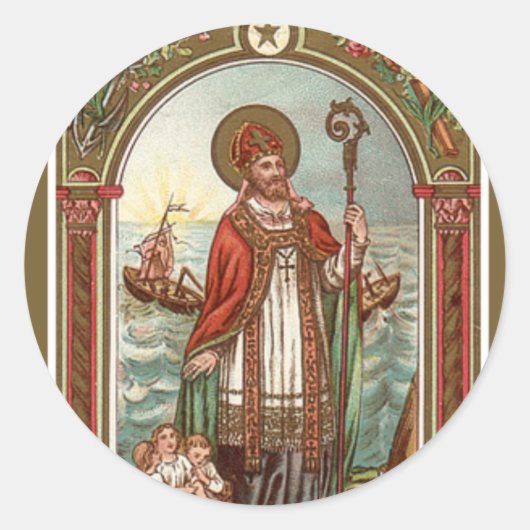 Nikolaus von Myra Bishop Runder Aufkleber (Vorderseite)