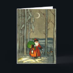 Nikolaus Weihnachtskarte Feiertagskarte<br><div class="desc">Vintage Weihnachtskarte von 1914 zeigt Nikolaus im Wald. Zaubere ein laecheln auf den Gesichtern deiner liebsten mit dieser nostalgischen Weihnachtskarte.</div>