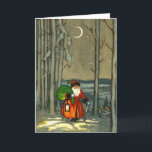 Nikolaus Weihnachtskarte Feiertagskarte<br><div class="desc">Vintage Weihnachtskarte von 1914 zeigt Nikolaus im Wald. Zaubere ein laecheln auf den Gesichtern deiner liebsten mit dieser nostalgischen Weihnachtskarte.</div>
