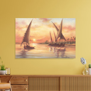 Nildämmerung Feluccas Kunst Leinwanddruck