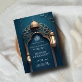 Nile Blue Islamic 3D Arch Elegant Mehndi Zeremonie Einladung