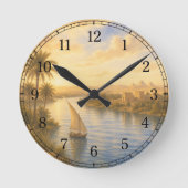 Nile River Wall Clock — Landscape Design Runde Wanduhr (Vorderseite)