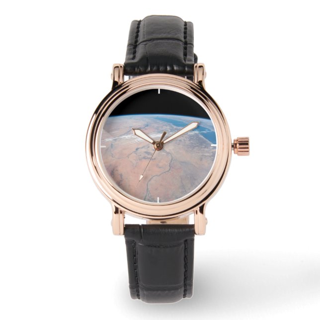 Nile River Winding Northward neben dem Roten Meer Armbanduhr (Vorderseite)