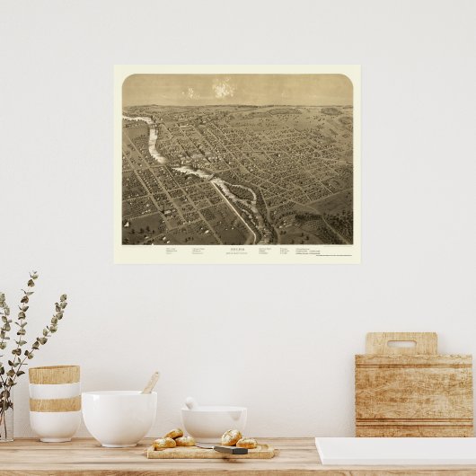 Niles, MI Panoramic Map - 1868 Poster (Küche)