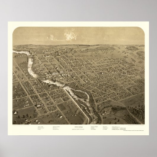 Niles, MI Panoramic Map - 1868 Poster (Vorne)