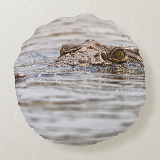 Nilkrokodil Rundes Kissen (Rückseite)