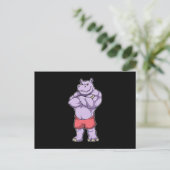Nilpferd als Bodybuilder extrem Postkarte (Stehend Vorderseite)