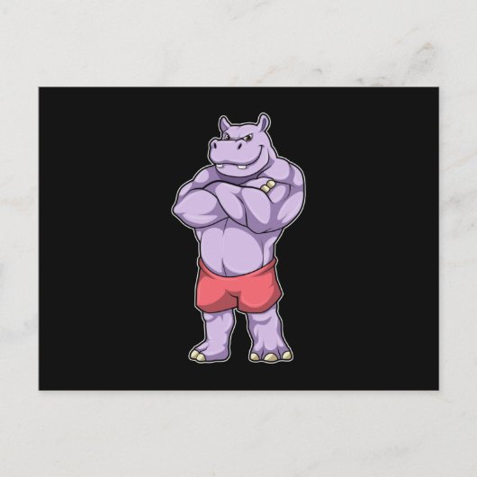 Nilpferd als Bodybuilder extrem Postkarte (Vorderseite)