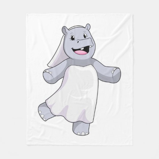 Nilpferd als Braut mit Schleier Fleecedecke (Vorderseite)