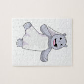 Nilpferd als Braut mit Schleier Puzzle (Horizontal)