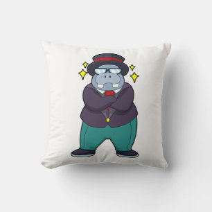 Nilpferd als Bräutigam mit Anzug.PNG Kissen
