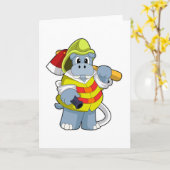 Nilpferd als Feuerwehrmann mit Axt Karte (Gelbe Blume)