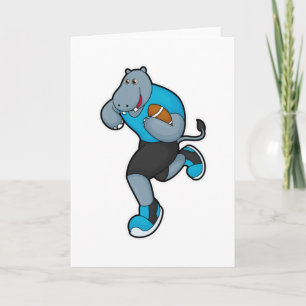 Nilpferd als Fußballspieler mit Fußball Karte