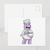 Nilpferd als Koch mit Schüssel Postkarte (Vorne/Hinten)