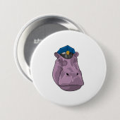 Nilpferd als Polizist Polizei Button (Vorne & Hinten)