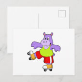 Nilpferd als Skater mit Inline-Skates Postkarte (Vorne/Hinten)
