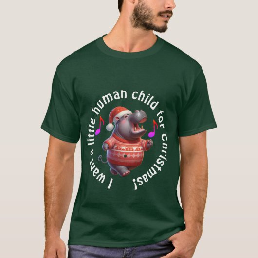 Nilpferd als Weihnachtsparodie T-Shirt (Vorderseite)