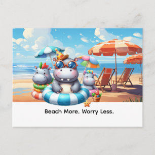 Nilpferd am Strand Postkarte