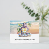 Nilpferd am Strand Postkarte (Stehend Vorderseite)