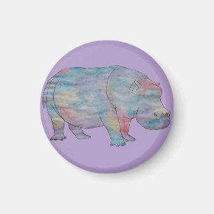 Nilpferd-Aquarell Magnet