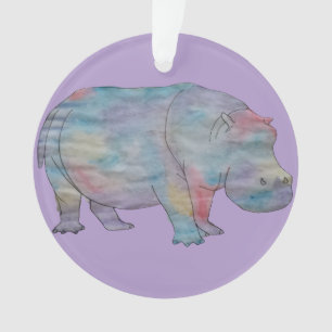 Nilpferd-Aquarell Ornament