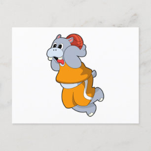 Nilpferd beim Basketball-Sport Postkarte