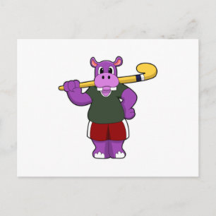 Nilpferd beim Hockey mit Hockeyschläger Postkarte