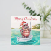 Nilpferd Bikini Weihnachten Segeln (Stehend Vorderseite)