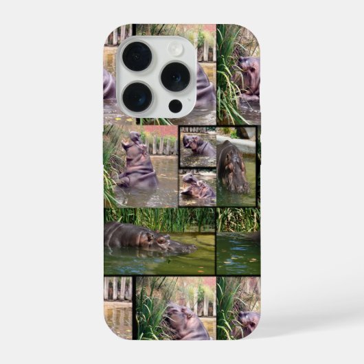 Nilpferd-Fotocollage, iPhone Hülle (Rückseite)