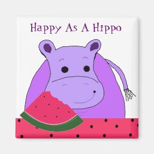 Nilpferd frisst Wassermelone Magnet