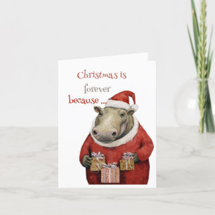 Nilpferd gefaltete Weihnachtskarte Feiertagskarte